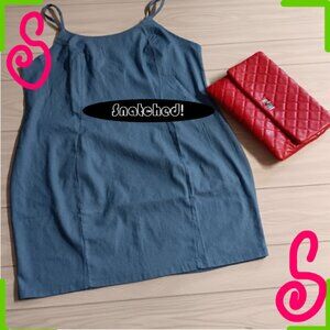 Plus Size Women Elegant Basic Denim Sleeveless Bodycon Slip Dress